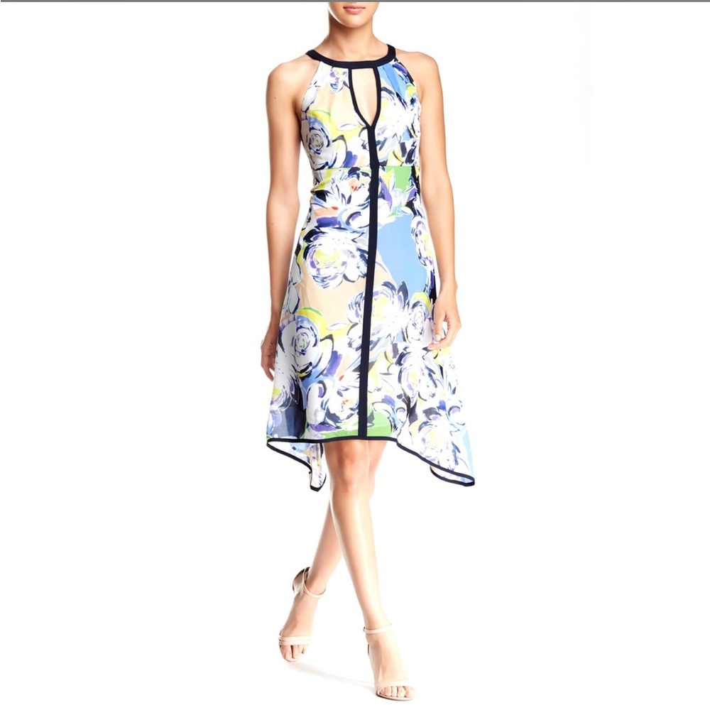 NWT Adrianna Papell Printed Cutaway Sharkbite Dress size 14